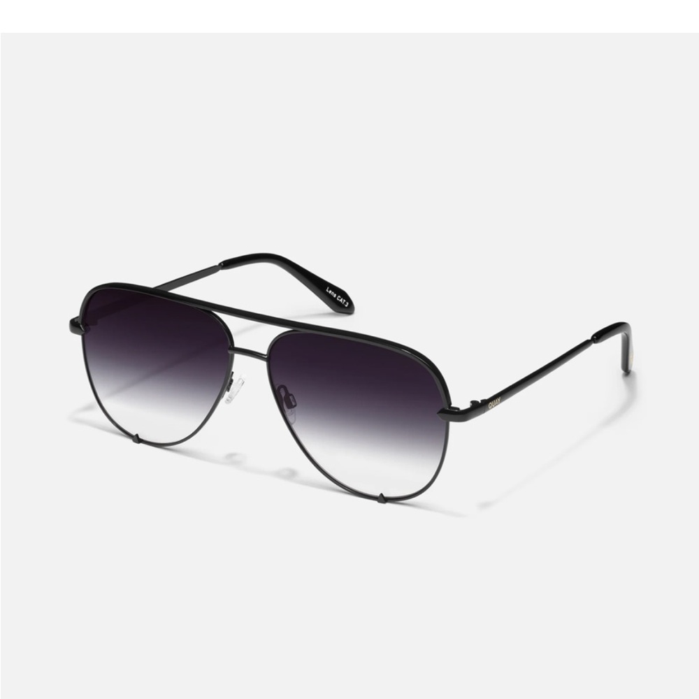 Quay Australia High Key Large Aviator Black Gradient Sunglasses - Picture 2 of 7